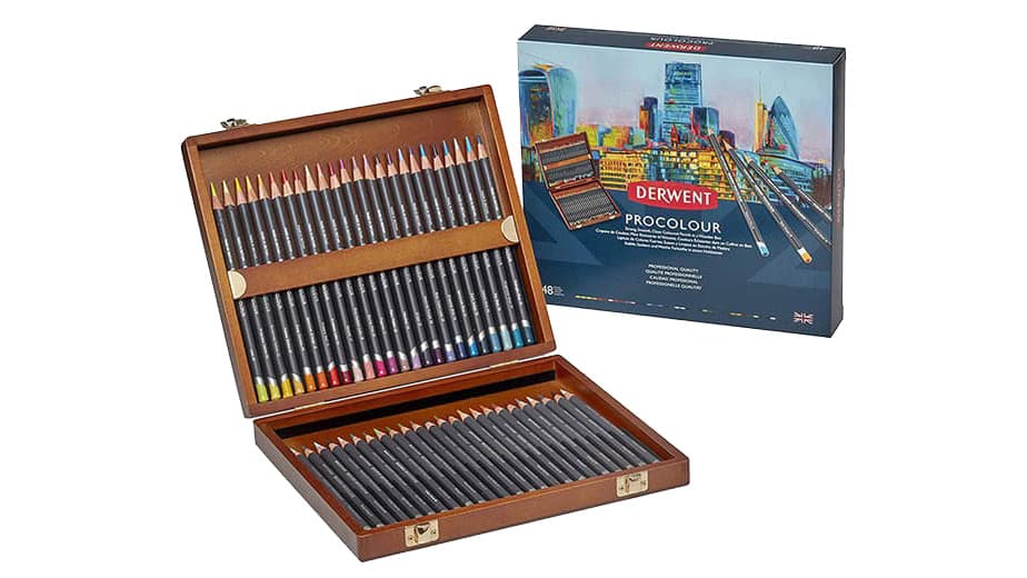 プロカラー色鉛筆 48色セット-ウッドボックス