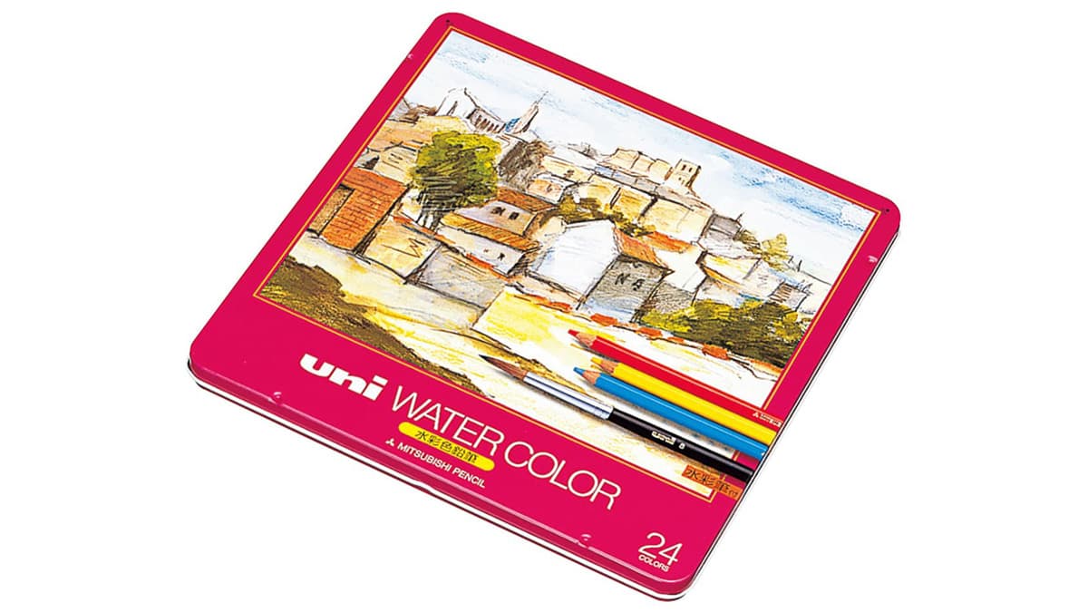 ■ 三菱ペンシル 水彩色鉛筆 uni ウォーターカラー 24色セット 未使用 w/ おまけ やさしい色鉛筆アート DVD